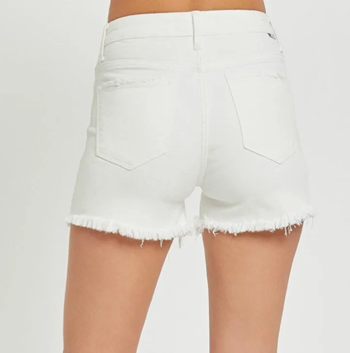 RISEN HR Tummy Control Frey Hem White Short