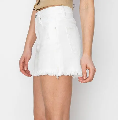 RISEN Tummy Control White Side Slit Short
