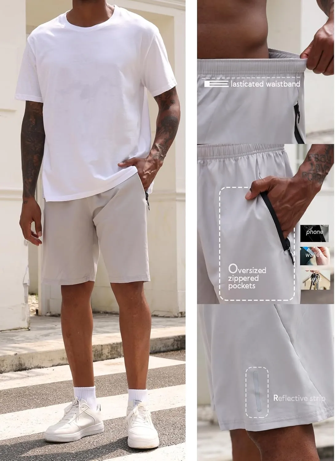 RPOVIG 3 Pack Men's Athletic Shorts Sets Gym Workout Short with Zippered Pockets Running Joggers Basketball Gift
