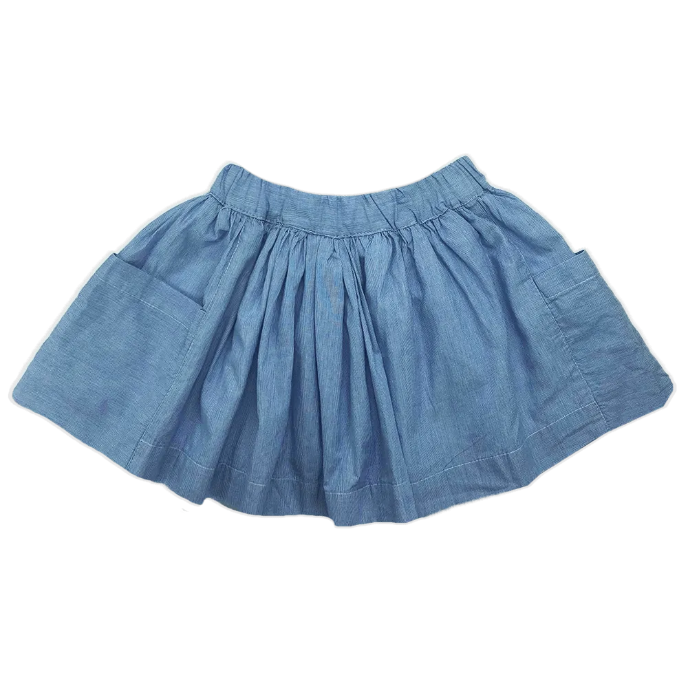 Saia Listrada Bolsos Azul
