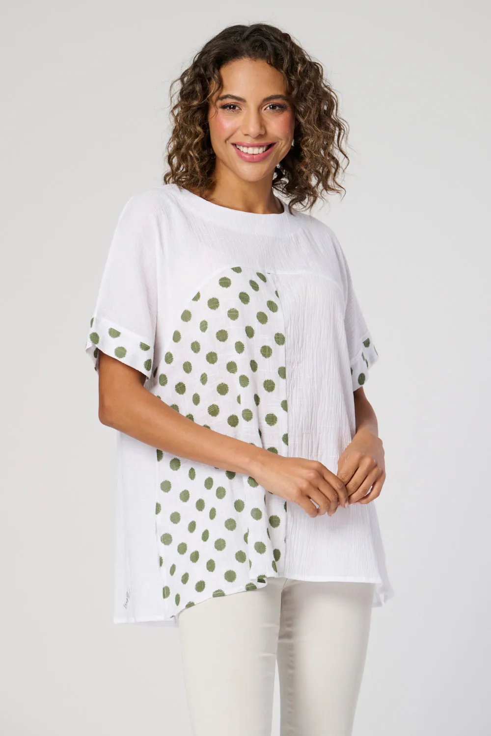 Saloos Cotton Cut About Spotted  Top