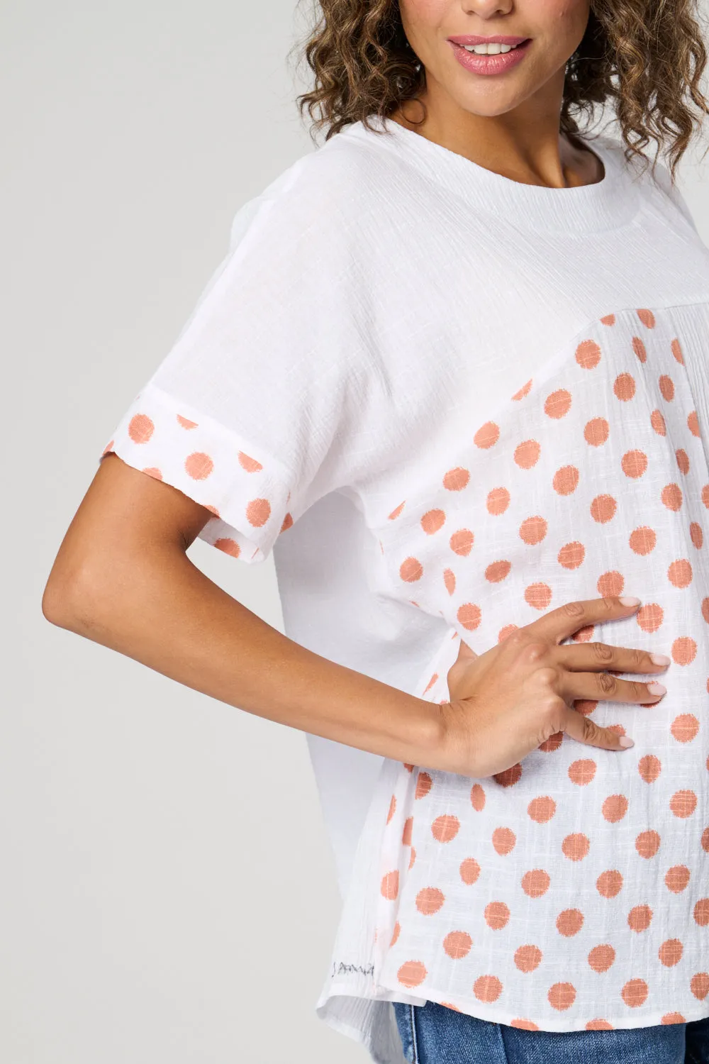 Saloos Cotton Cut About Spotted  Top