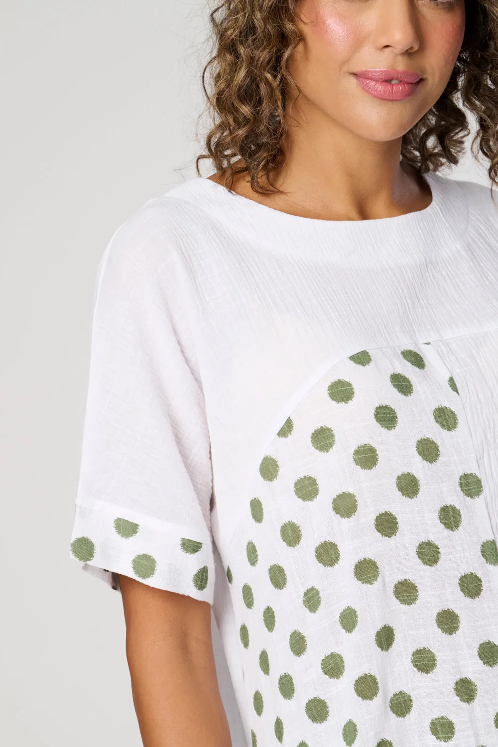 Saloos Cotton Cut About Spotted  Top