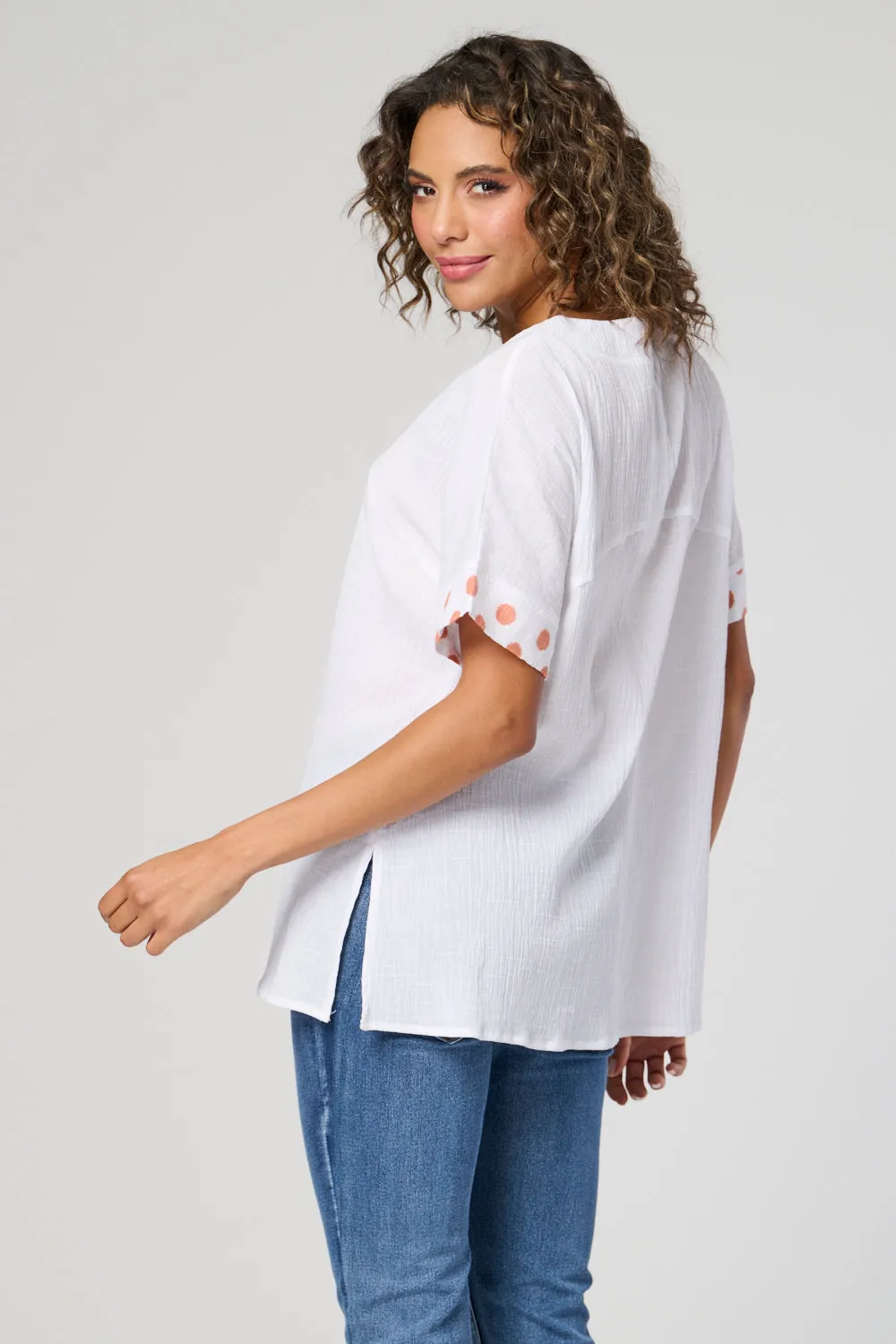 Saloos Cotton Cut About Spotted  Top
