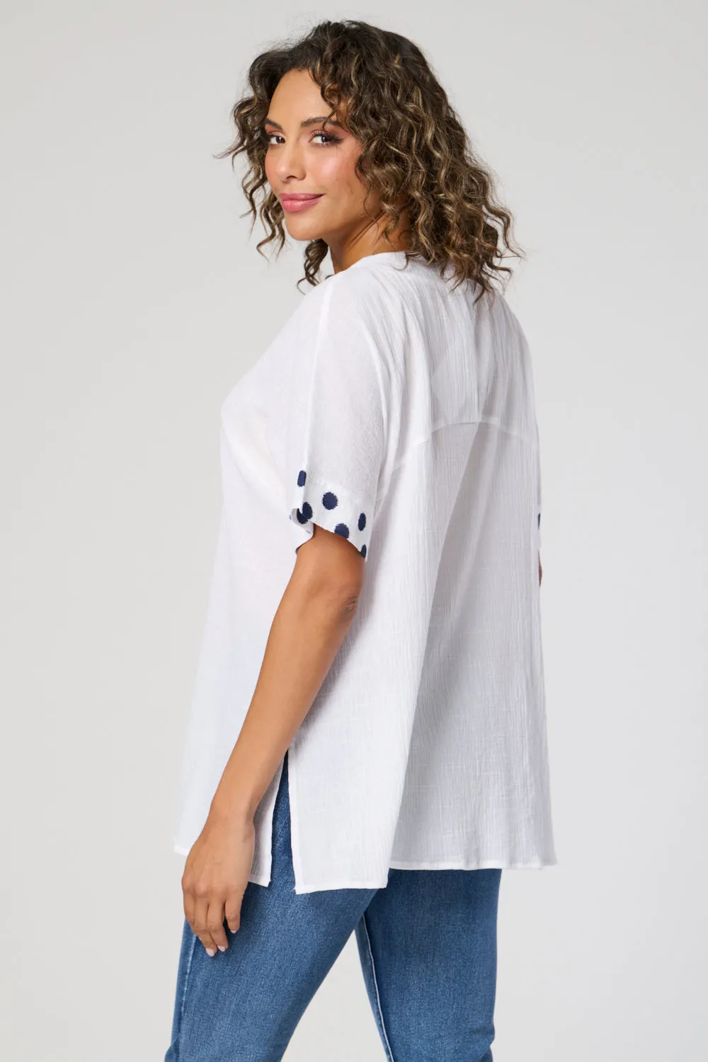 Saloos Cotton Cut About Spotted  Top