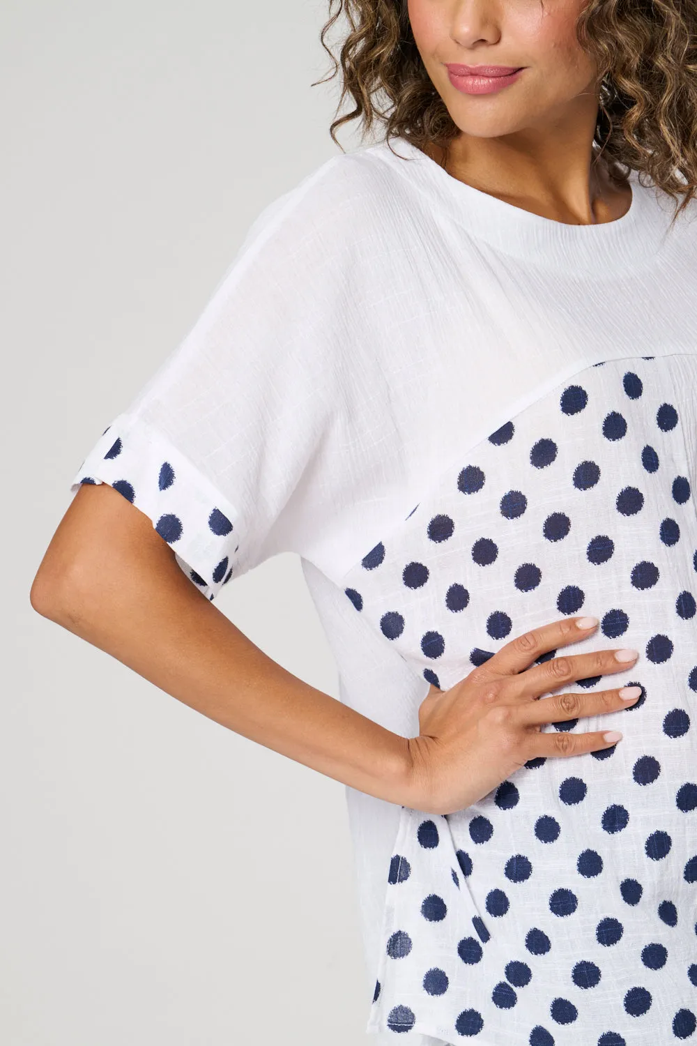 Saloos Cotton Cut About Spotted  Top