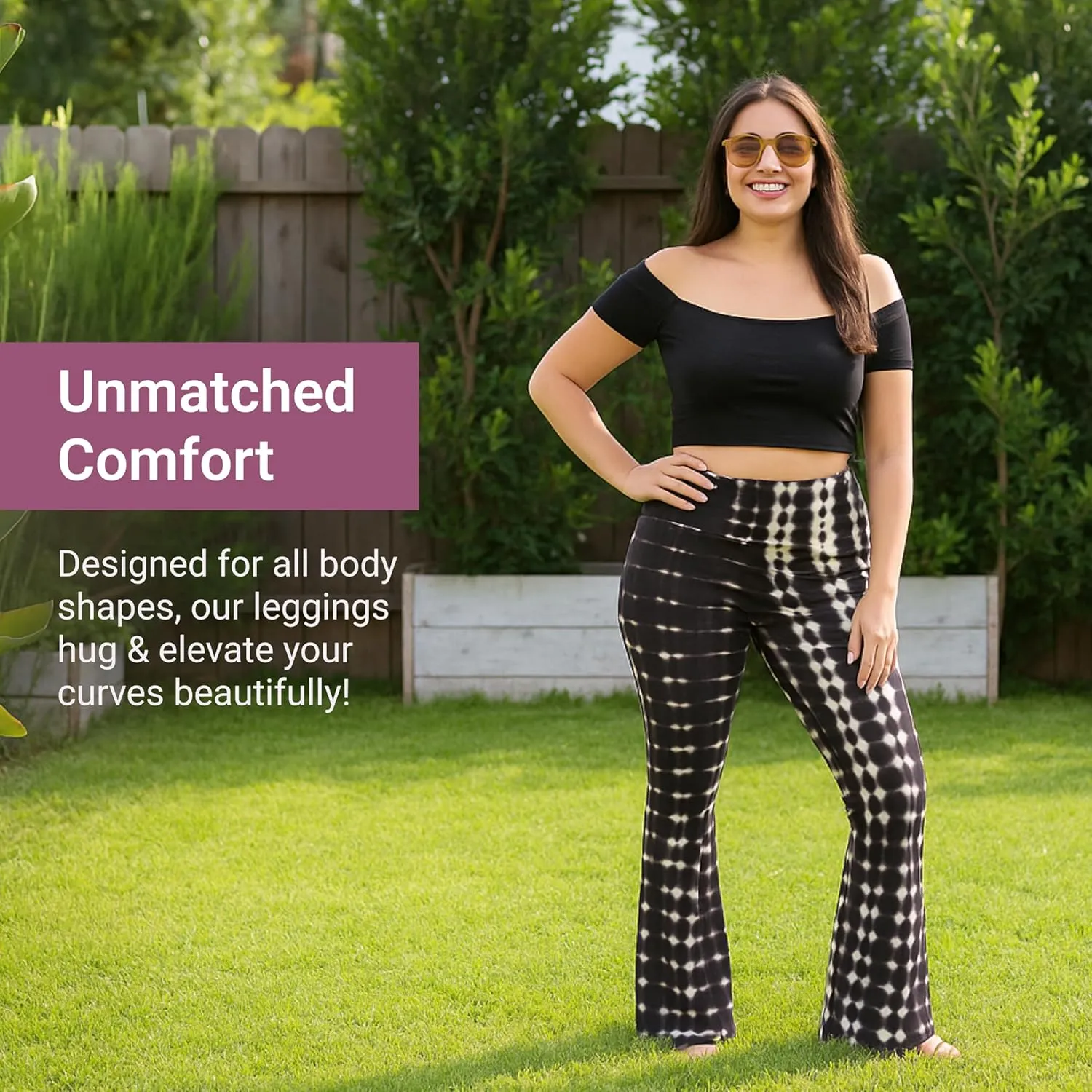 SATINA High Waisted Flare Leggings for Women - Yoga Pants for Women - Buttery Soft Bell Bottom Palazzo - Versatile Sizing