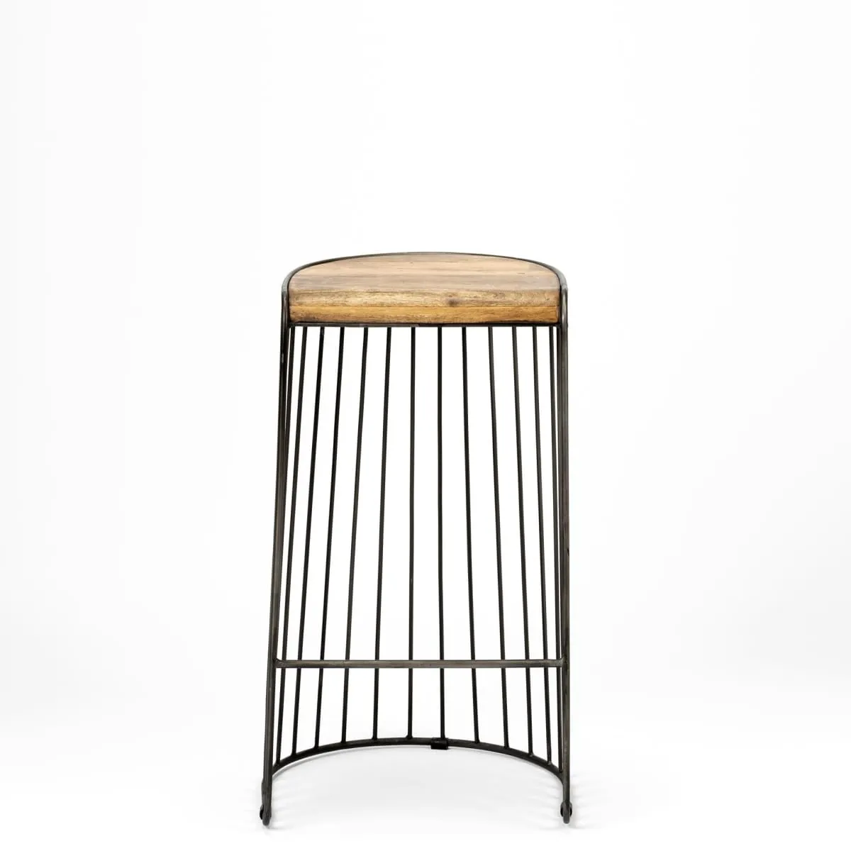 Seagram Bar Counter Stool Brown Wood | Black Metal | Bar