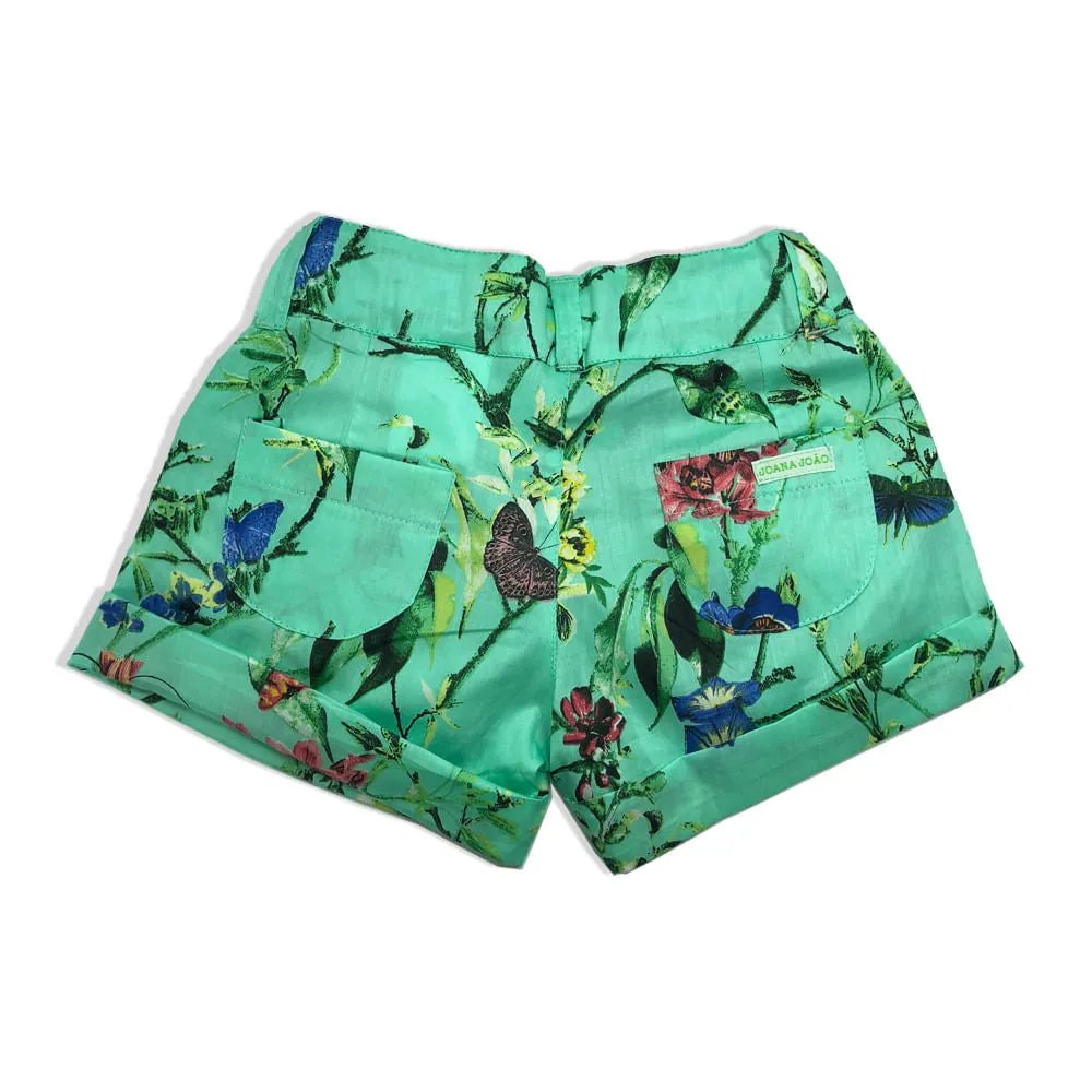 Short Estampa Pássaros Verde