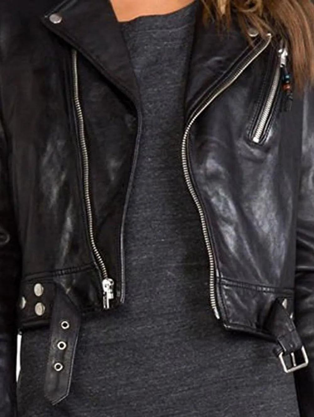 SID Women's Lambskin Leather Biker Black Jacket