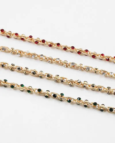 Statement Crystal Clear Red Green Hematite Necklace