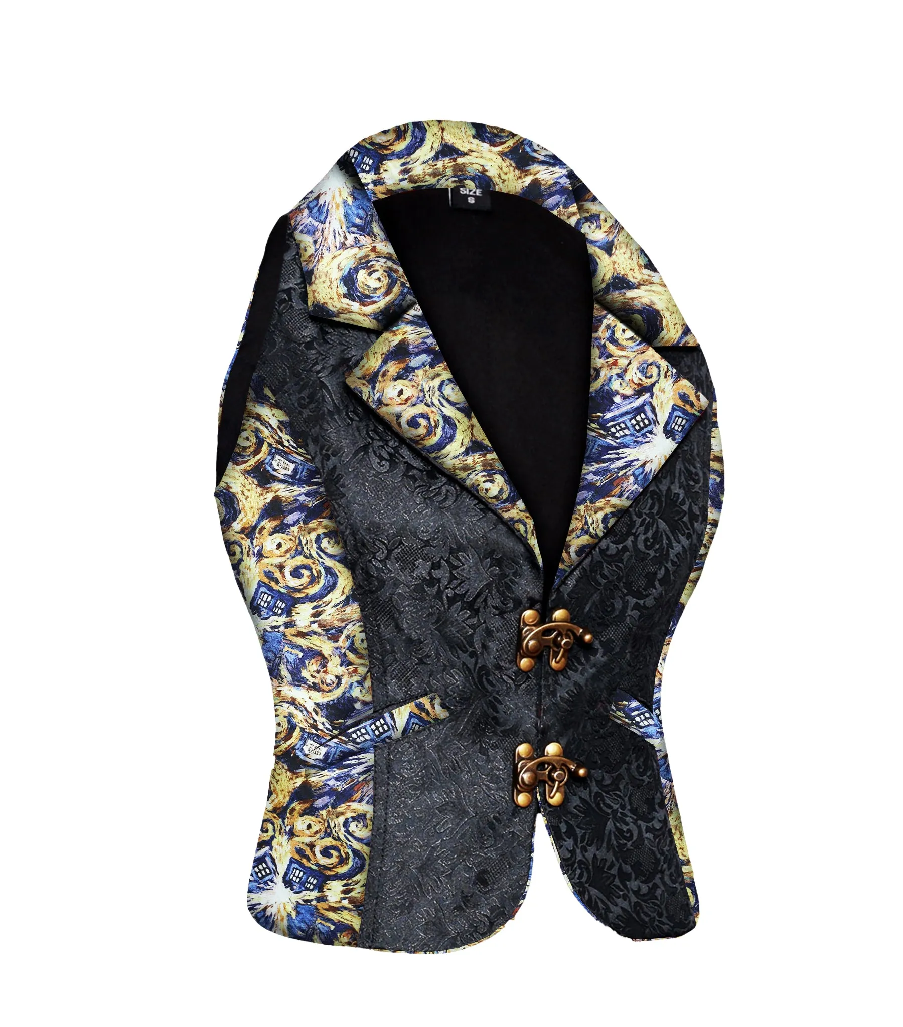 Tardis Flame printed Gothic Ladies Waistcoat