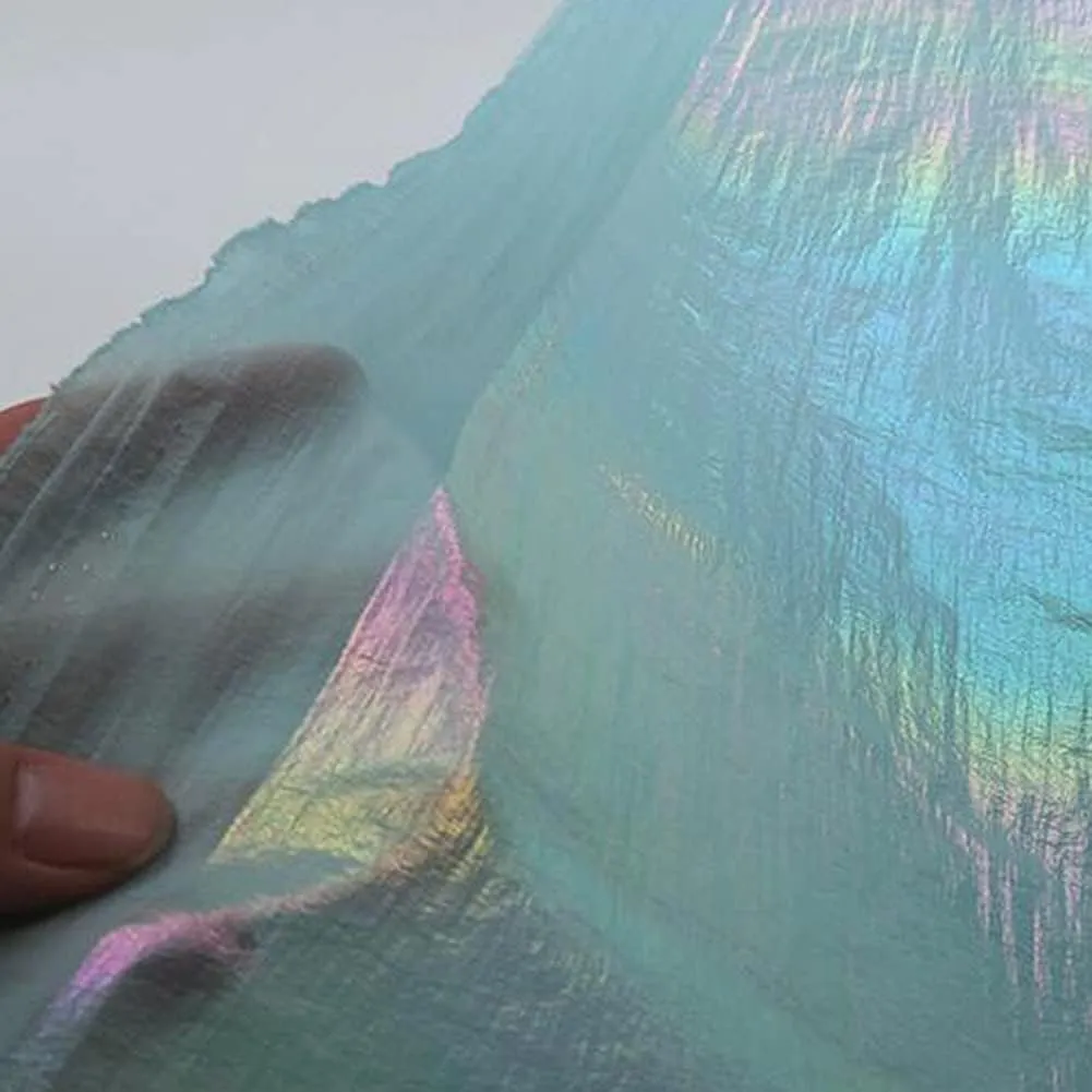 Tong Gu Thin Nylon Metallic Foil Fabric Holographic Crepe Iridescent Gradient Laser Cloth for Down Jacket Sewing Garments (Purple,59x39 in/150x100 cm)