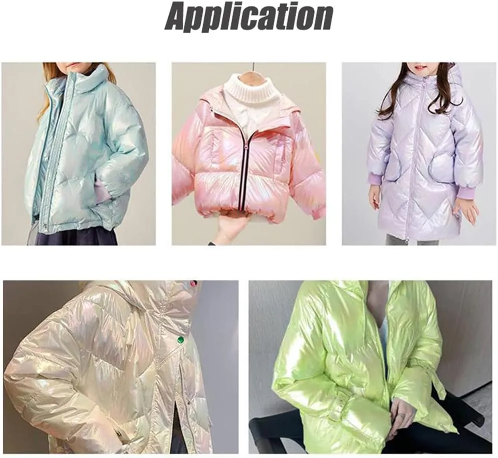 Tong Gu Thin Nylon Metallic Foil Fabric Holographic Crepe Iridescent Gradient Laser Cloth for Down Jacket Sewing Garments (Purple,59x39 in/150x100 cm)