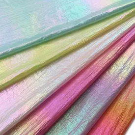 Tong Gu Thin Nylon Metallic Foil Fabric Holographic Crepe Iridescent Gradient Laser Cloth for Down Jacket Sewing Garments (Purple,59x39 in/150x100 cm)
