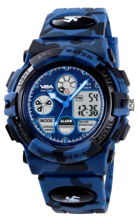 V2A Watch for Boys Age 7 and above Analogue-Digital Shock Resistant Alarm Calender Water Proof Sports Watch for Boys Age 7 to 16 Years