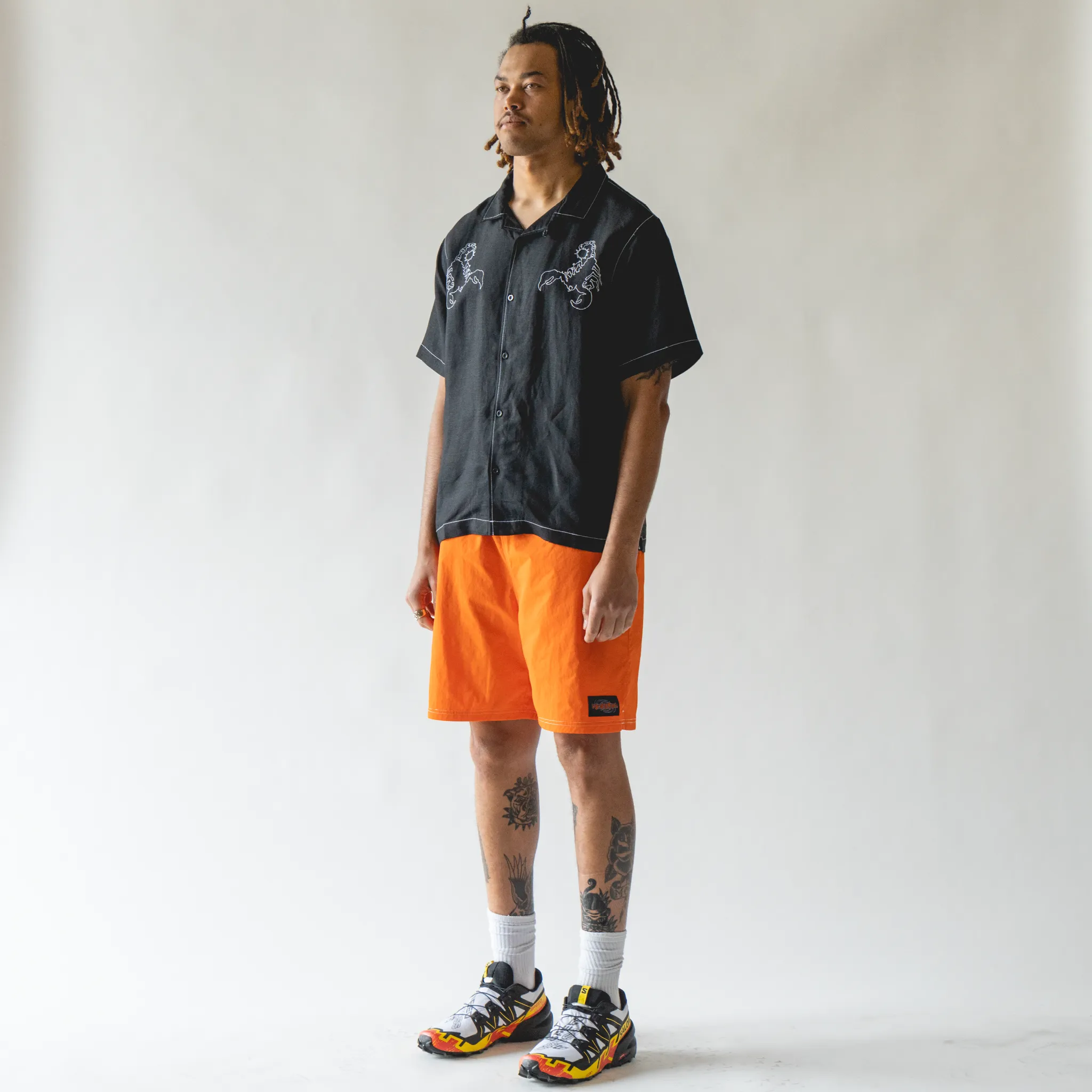 Vortex Contrast Stitch Nylon Shorts - Puffin