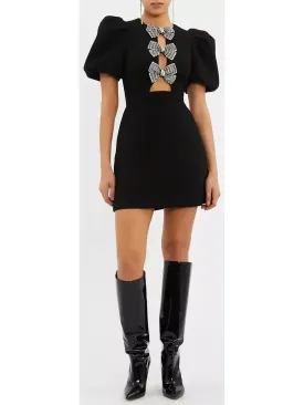 Women’s Bow-Embellished Black Mini Dress