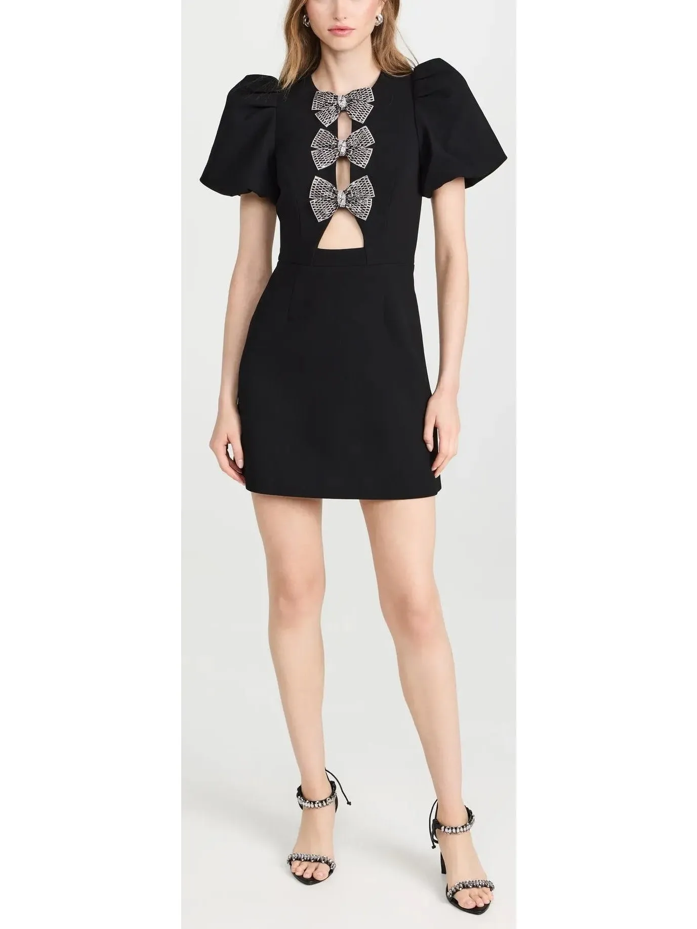 Women’s Bow-Embellished Black Mini Dress