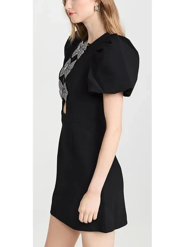 Women’s Bow-Embellished Black Mini Dress