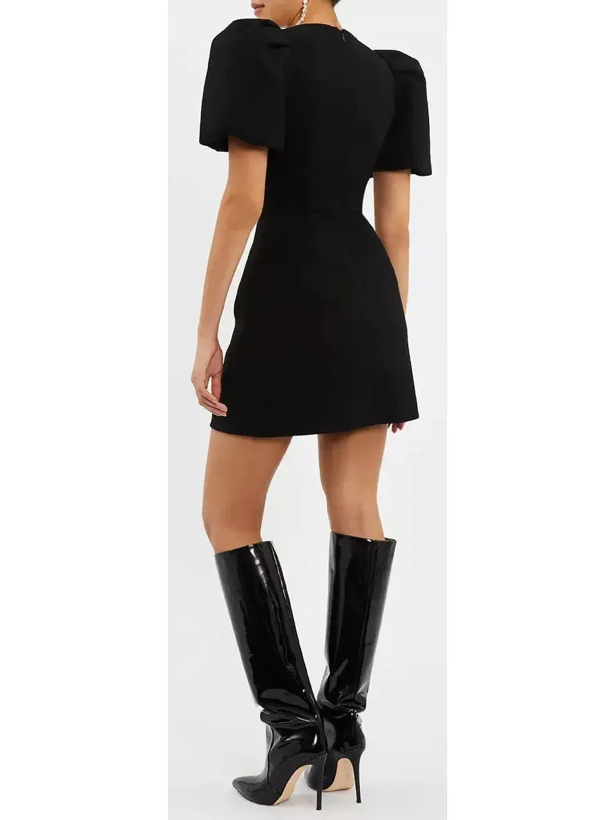 Women’s Bow-Embellished Black Mini Dress