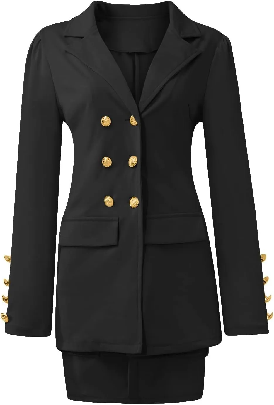 Women's Casual Business Suits Formal Blazer Jackets Puff Sleeve Coat with Mini Skirts Two Piece Outfits