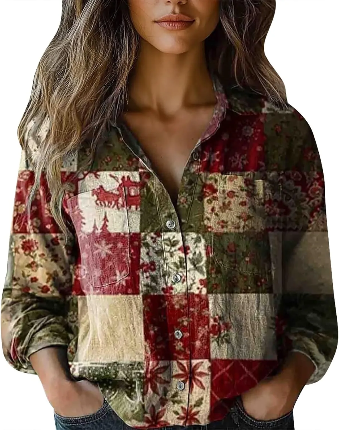 Womens Cotton Linen Button Down Shirt 2025 Long Sleeve Cotton Linen Tops for Women Casual Collared Blouses Loose Fit