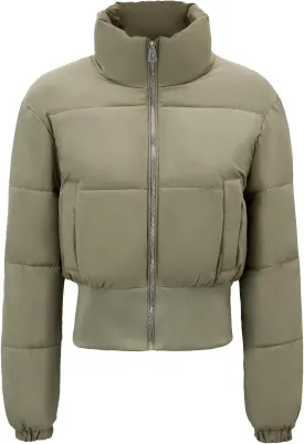 Womens Cropped Puffer Jackets Long Sleeve Short Puffy Quilted Jackets Winter Coat With Pockets