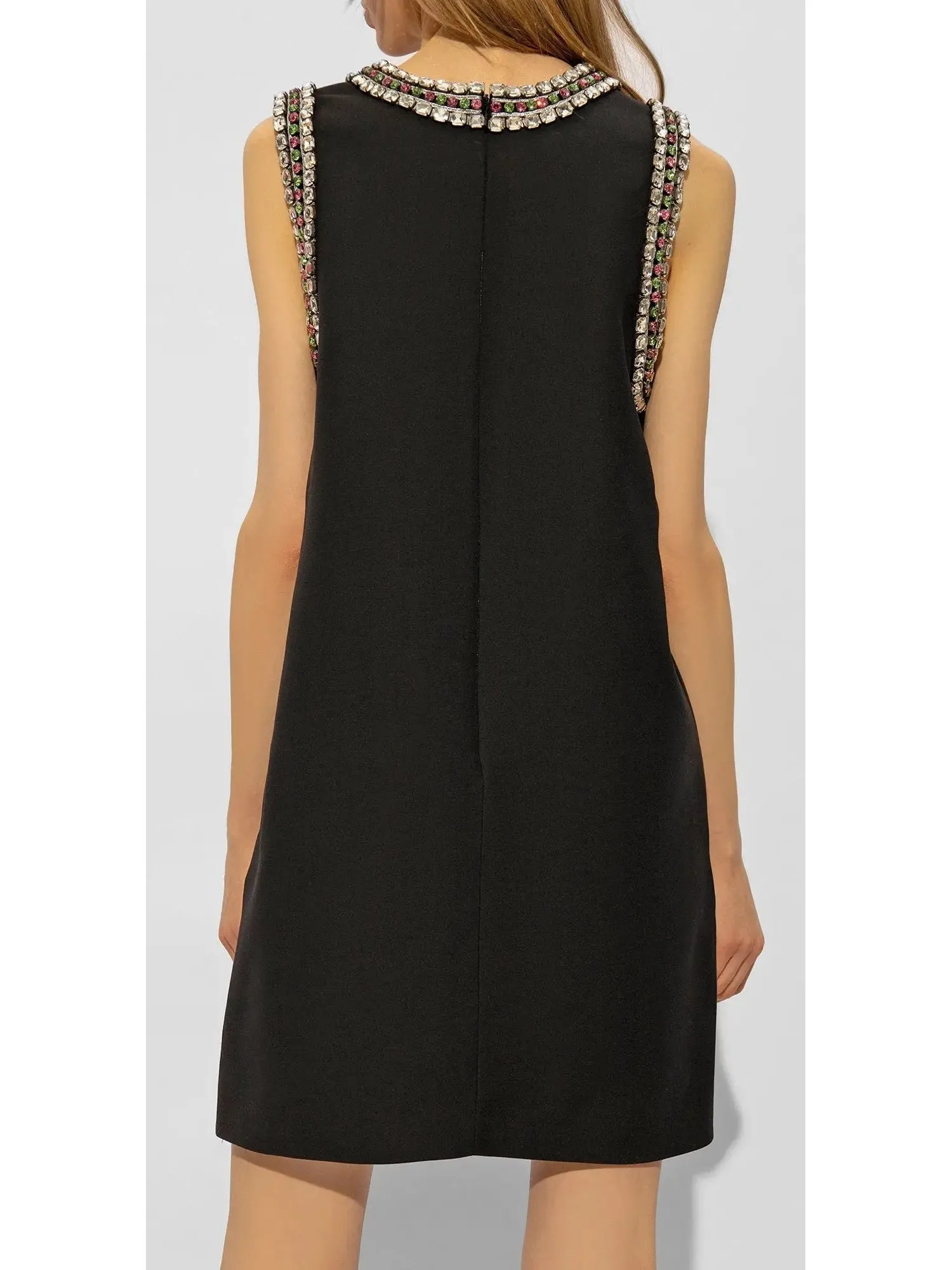 Women’s Crystal-Embroidered Black Mini Dress