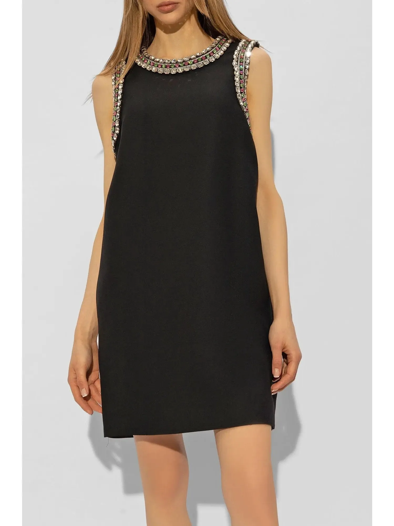 Women’s Crystal-Embroidered Black Mini Dress