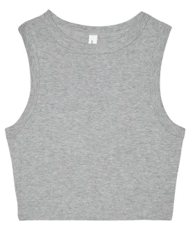 Womens micro rib muscle crop tank | Athletic Heather