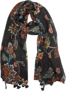 YOUR SMILE Large Boho Scarf for Women Lightweight Floral Printed Scarves Fall Winter Fashion Fringed Shawl wraps