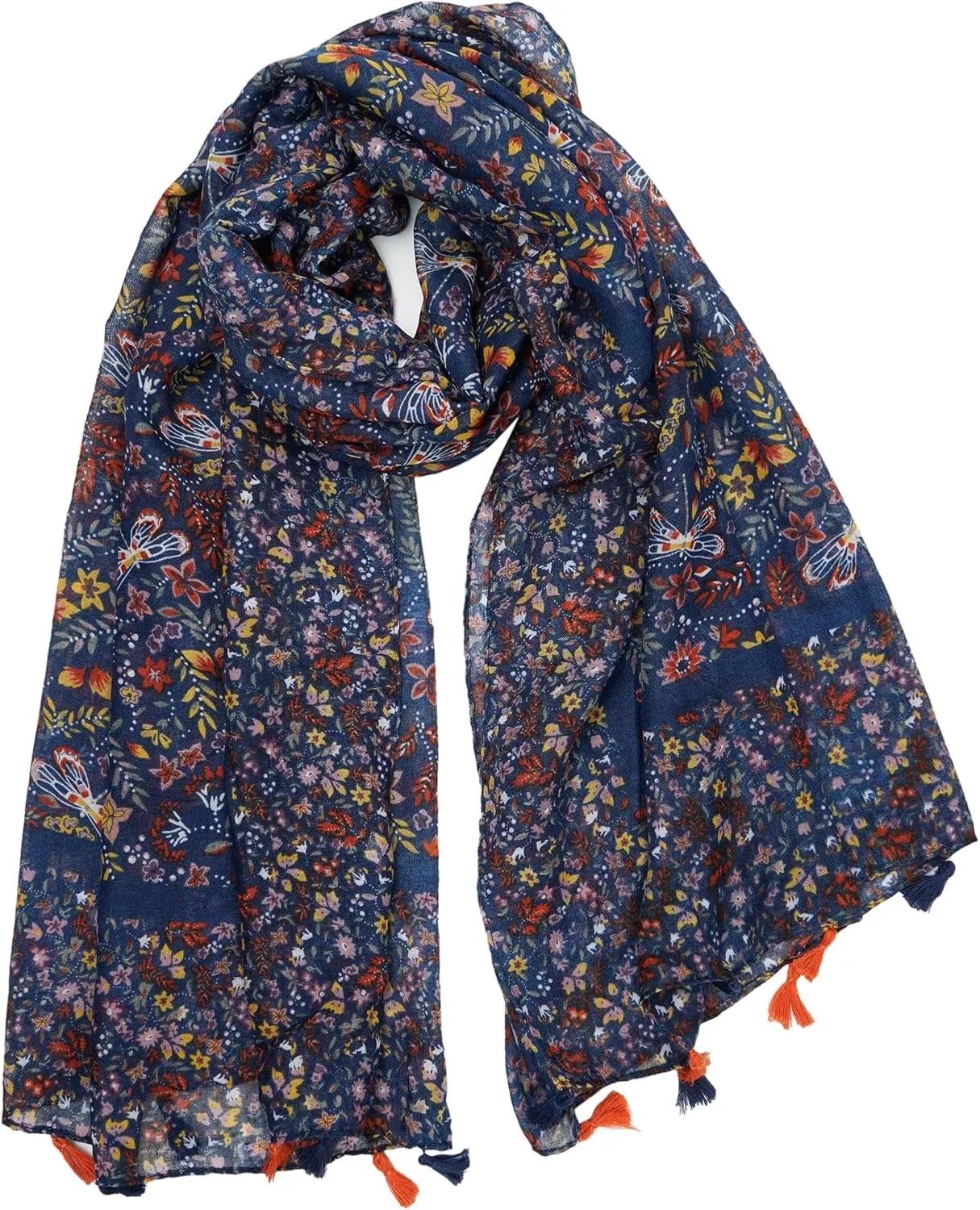 YOUR SMILE Large Boho Scarf for Women Lightweight Floral Printed Scarves Fall Winter Fashion Fringed Shawl wraps