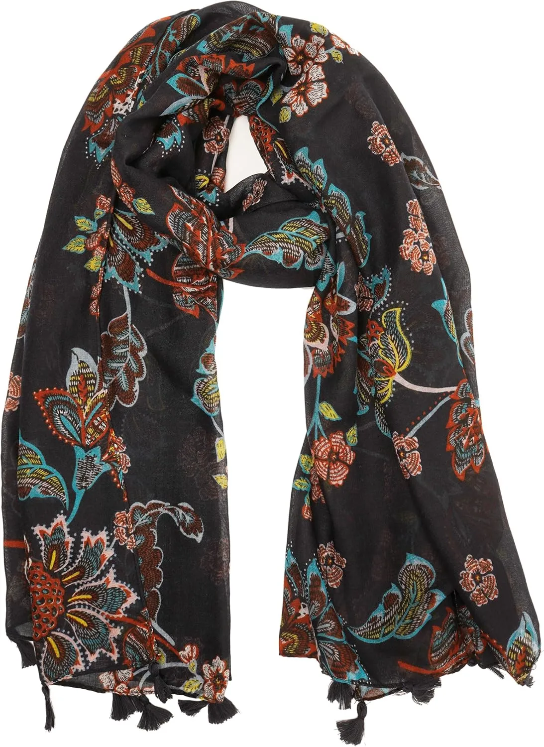 YOUR SMILE Large Boho Scarf for Women Lightweight Floral Printed Scarves Fall Winter Fashion Fringed Shawl wraps