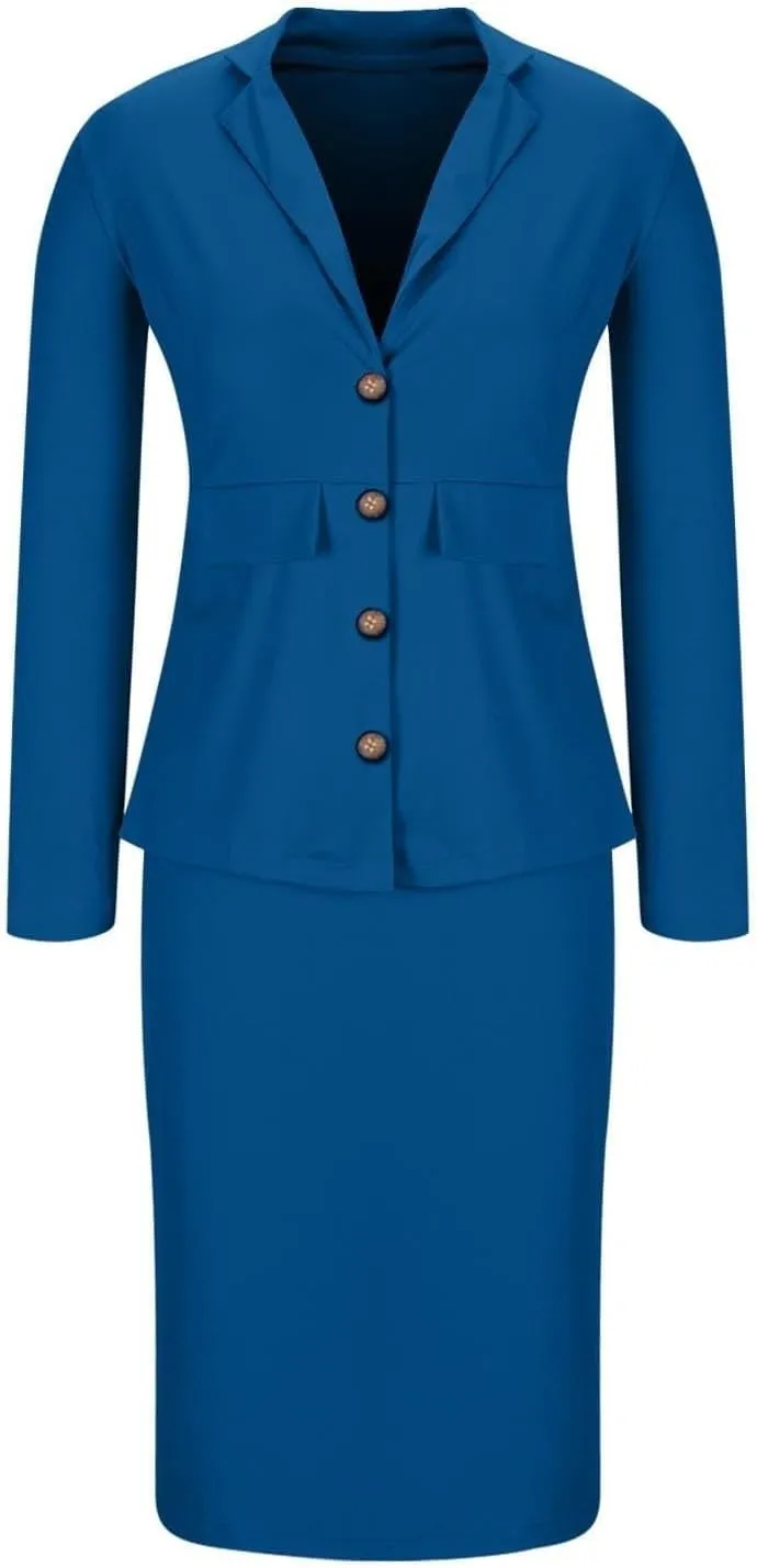 ZEFOTIM Pant/Skirt Suits for Women Dressy Wedding Blazer Solid Color Short/Long Sleeve 2 Piece Jackets